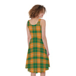 Irish Themed Plaid Pattern Print Women's Sleeveless Dress