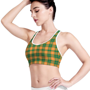 Irish Themed Plaid Pattern Print Women's Sports Bra