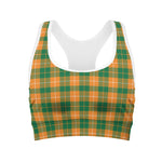 Irish Themed Plaid Pattern Print Women's Sports Bra