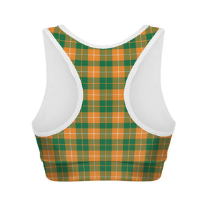 Irish Themed Plaid Pattern Print Women's Sports Bra