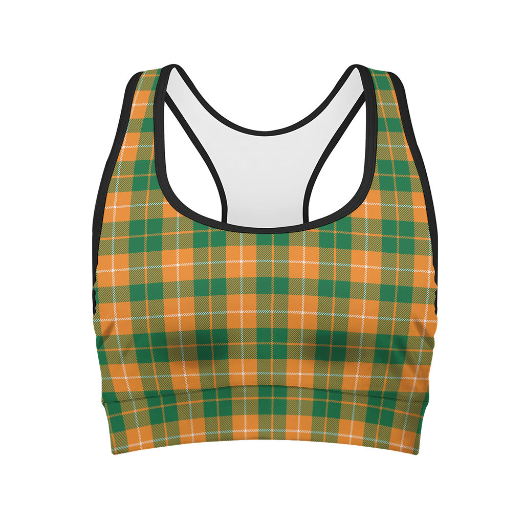 Irish Themed Plaid Pattern Print Women's Sports Bra