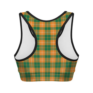 Irish Themed Plaid Pattern Print Women's Sports Bra