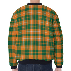 Irish Themed Plaid Pattern Print Zip Sleeve Bomber Jacket