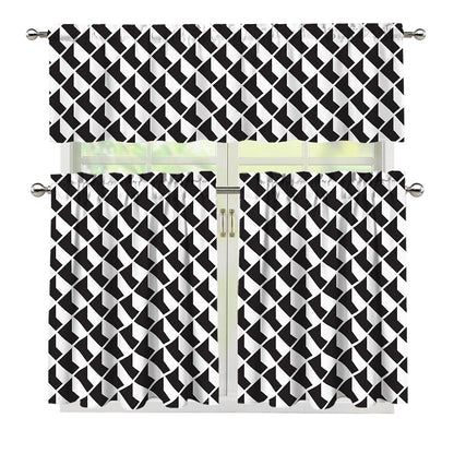 Isometric Geometric Pattern Print 3 Piece Kitchen Curtains