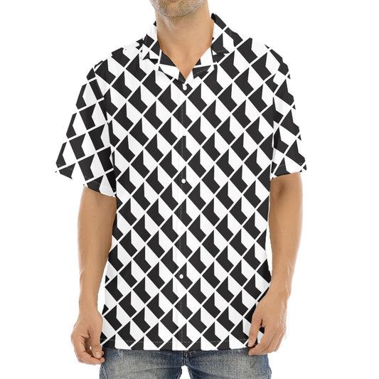 Isometric Geometric Pattern Print Aloha Shirt