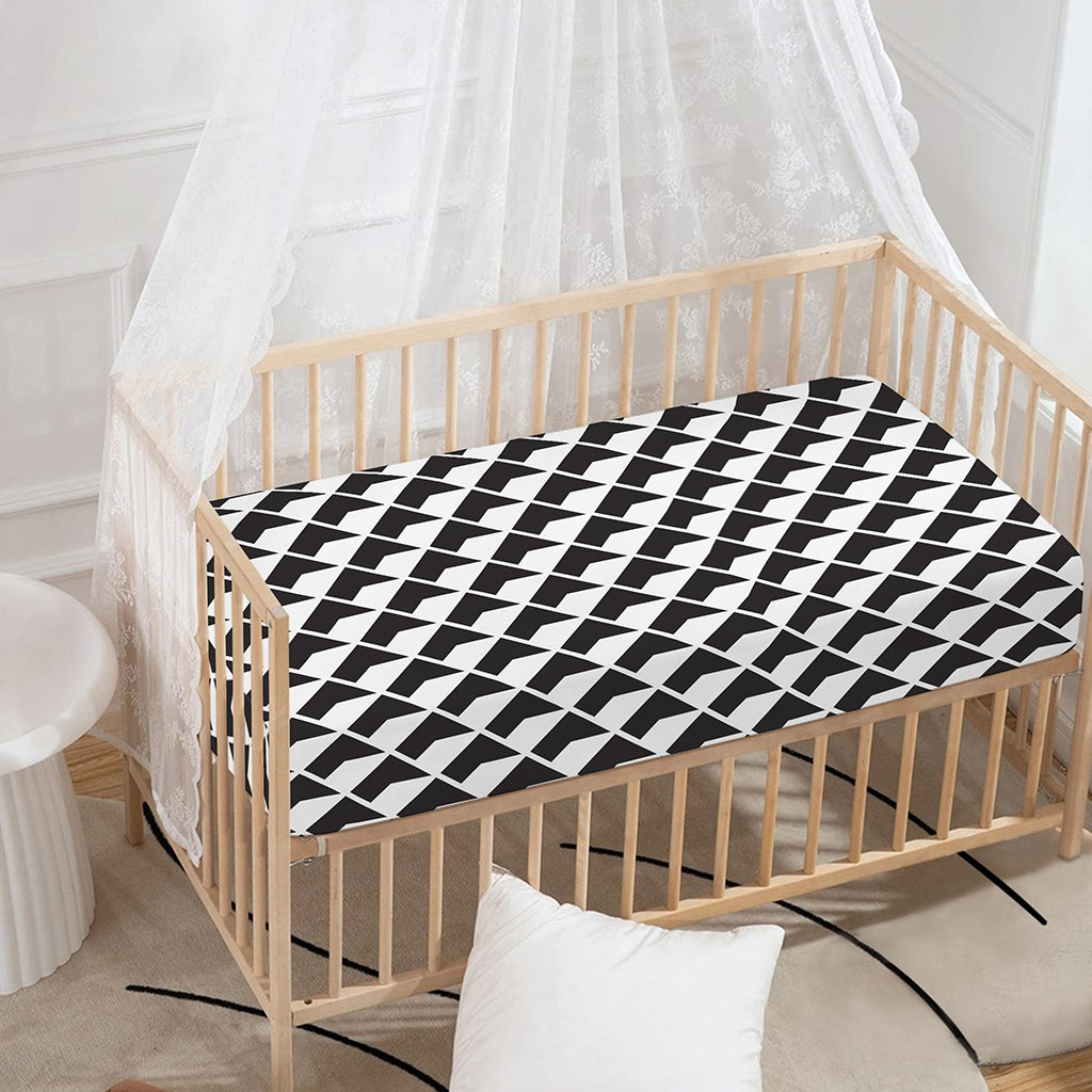 Isometric Geometric Pattern Print Baby Crib Sheet
