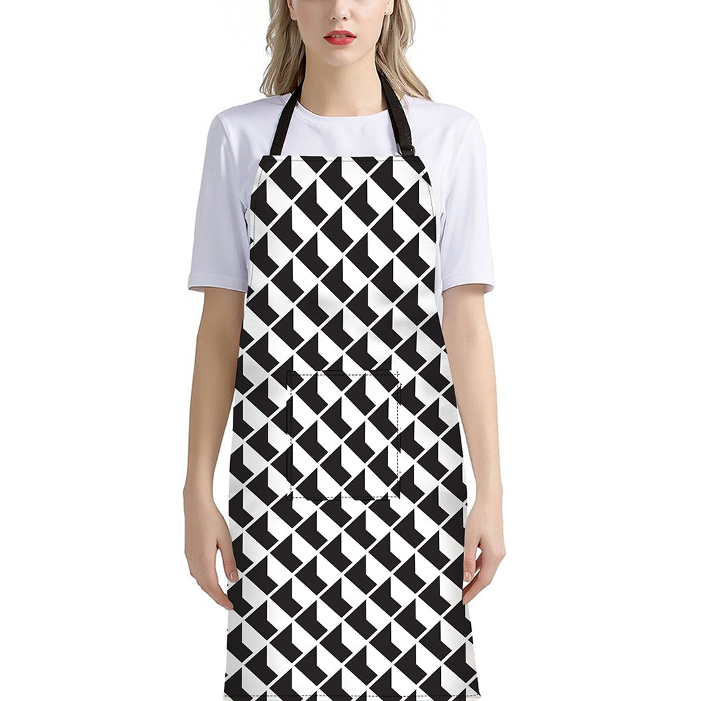 Isometric Geometric Pattern Print Bib Apron With Pocket