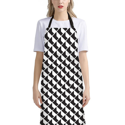 Isometric Geometric Pattern Print Bib Apron With Pocket