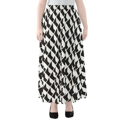 Isometric Geometric Pattern Print Chiffon Maxi Skirt