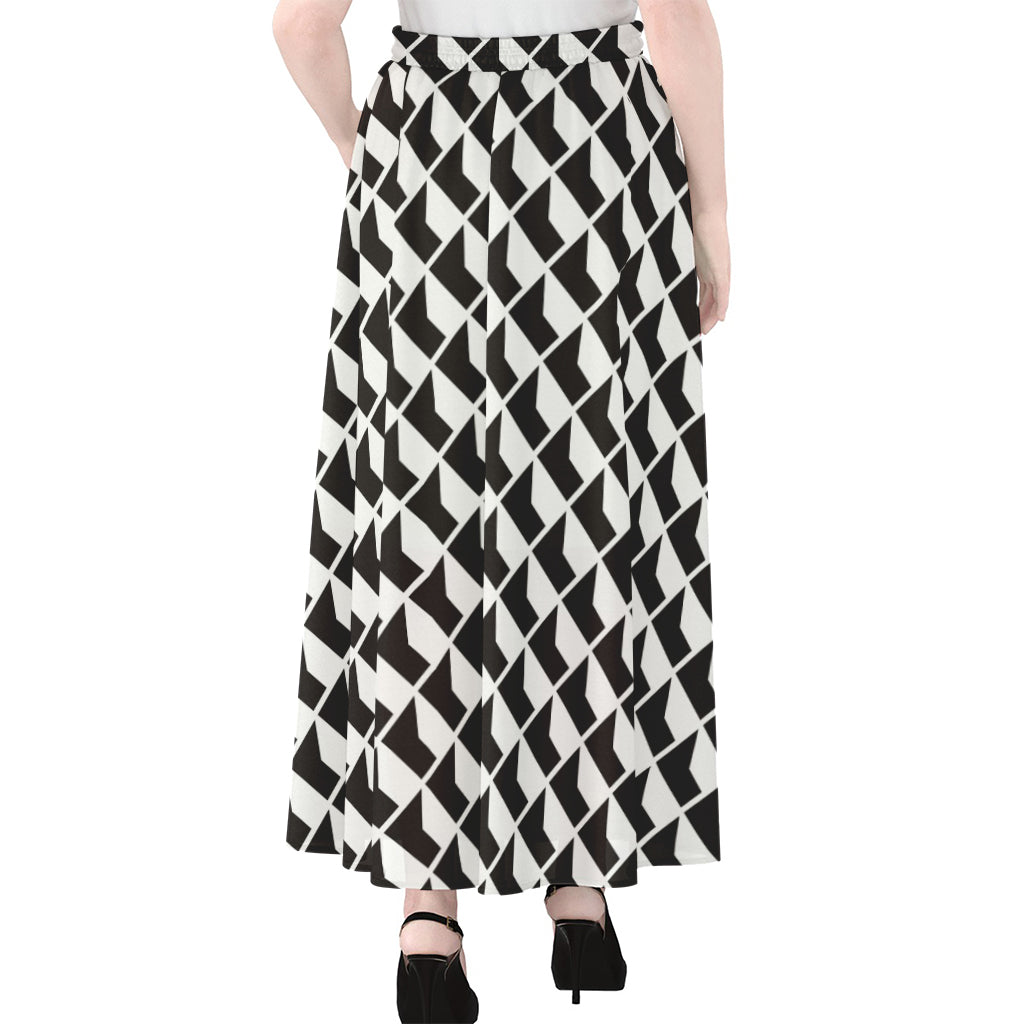 Isometric Geometric Pattern Print Chiffon Maxi Skirt