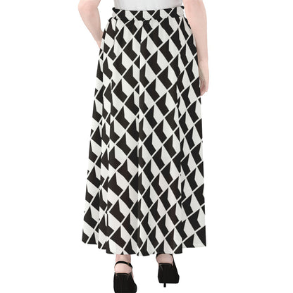 Isometric Geometric Pattern Print Chiffon Maxi Skirt