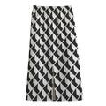 Isometric Geometric Pattern Print Cotton Front Slit Maxi Skirt