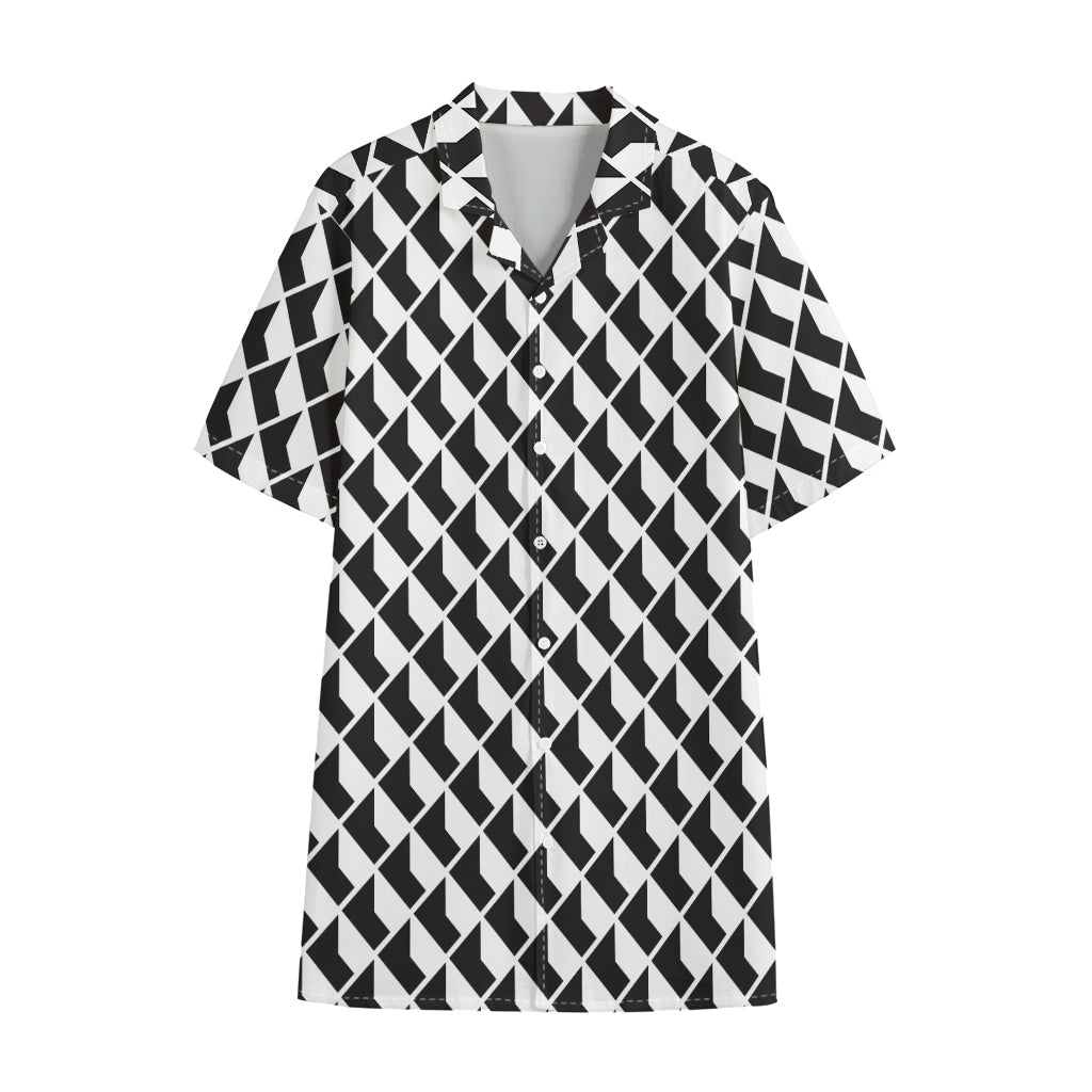 Isometric Geometric Pattern Print Cotton Hawaiian Shirt