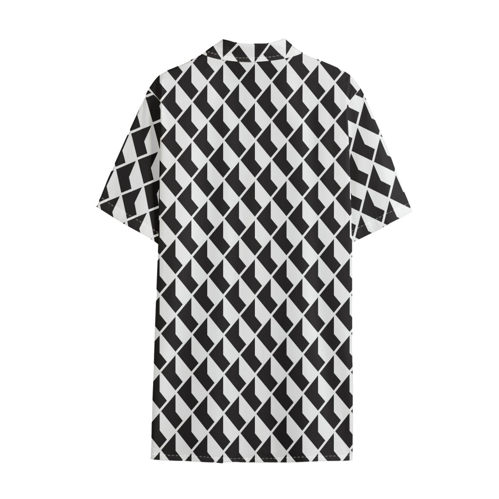 Isometric Geometric Pattern Print Cotton Hawaiian Shirt