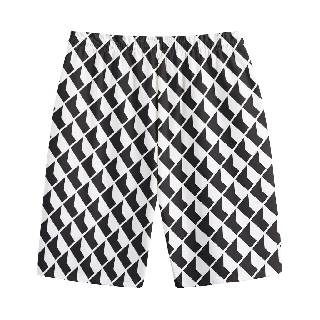Isometric Geometric Pattern Print Cotton Shorts