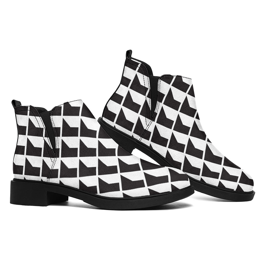 Isometric Geometric Pattern Print Flat Ankle Boots