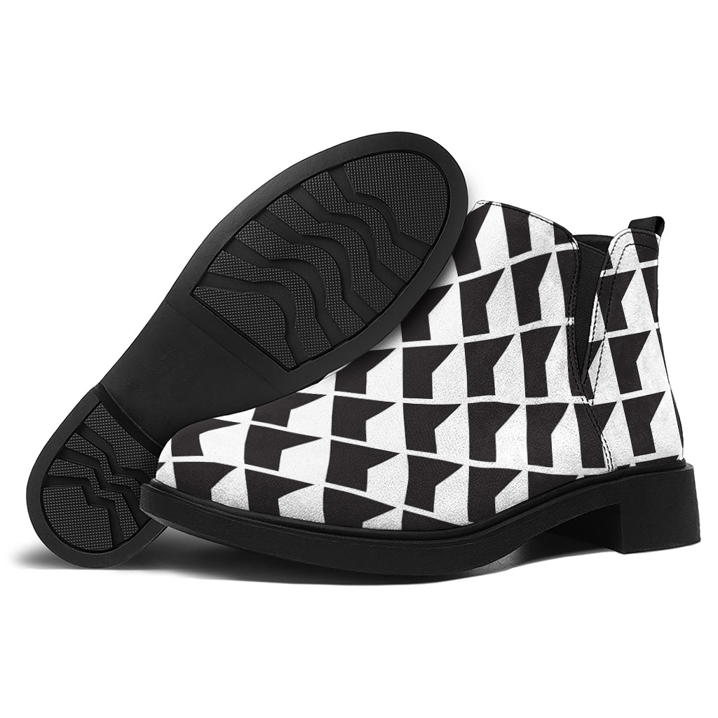 Isometric Geometric Pattern Print Flat Ankle Boots
