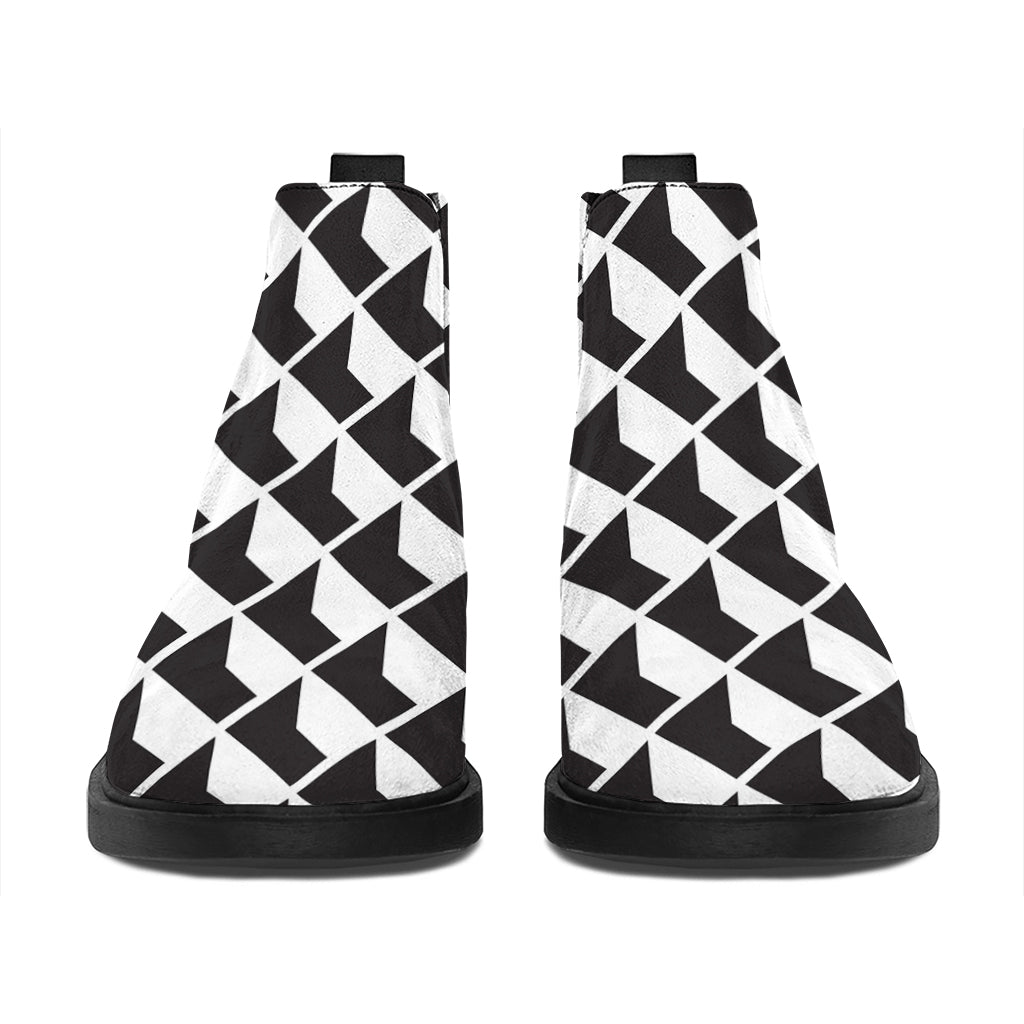 Isometric Geometric Pattern Print Flat Ankle Boots