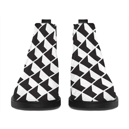 Isometric Geometric Pattern Print Flat Ankle Boots