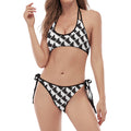 Isometric Geometric Pattern Print Halter Scoop Tie Side Bikini