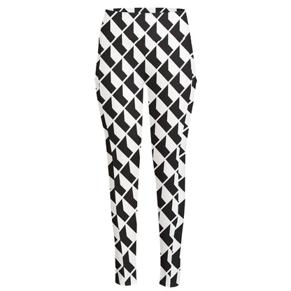Isometric Geometric Pattern Print High-Waisted Pocket Leggings