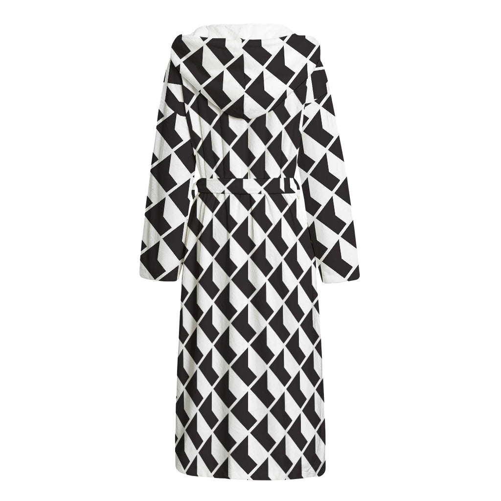 Isometric Geometric Pattern Print Hooded Bathrobe