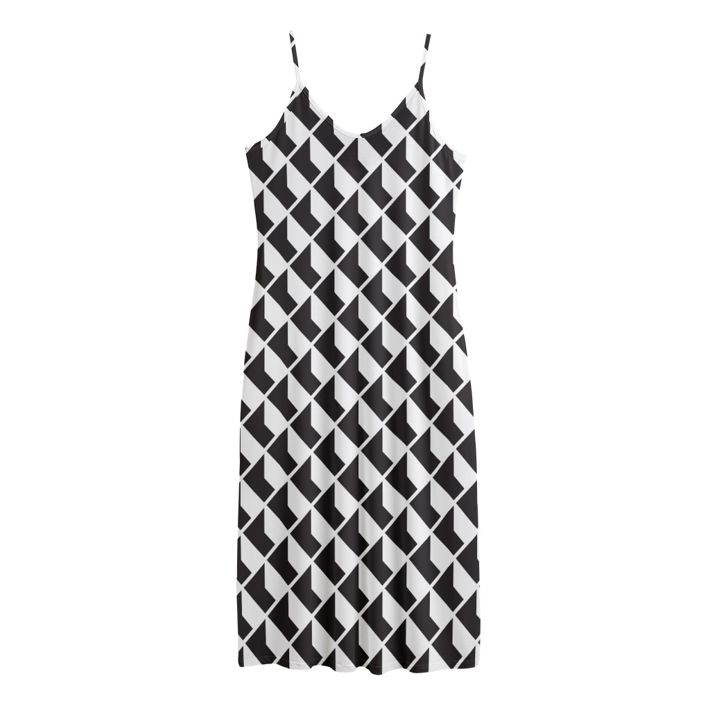 Isometric Geometric Pattern Print Jersey Midi Cami Dress