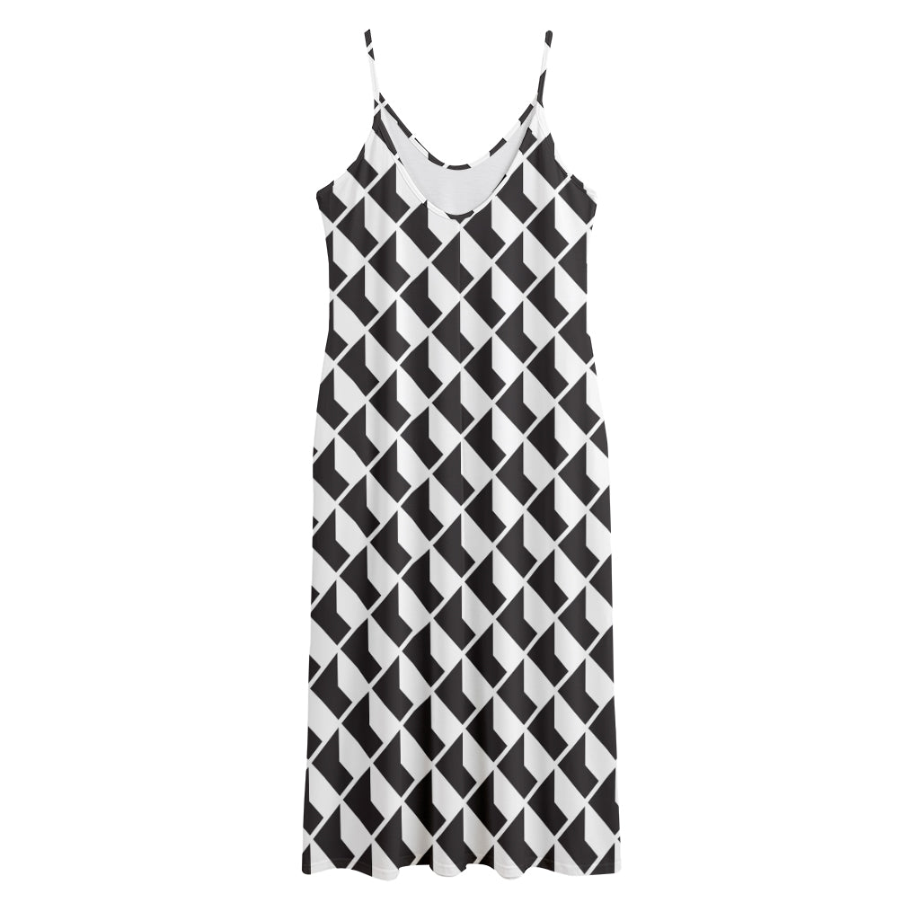 Isometric Geometric Pattern Print Jersey Midi Cami Dress