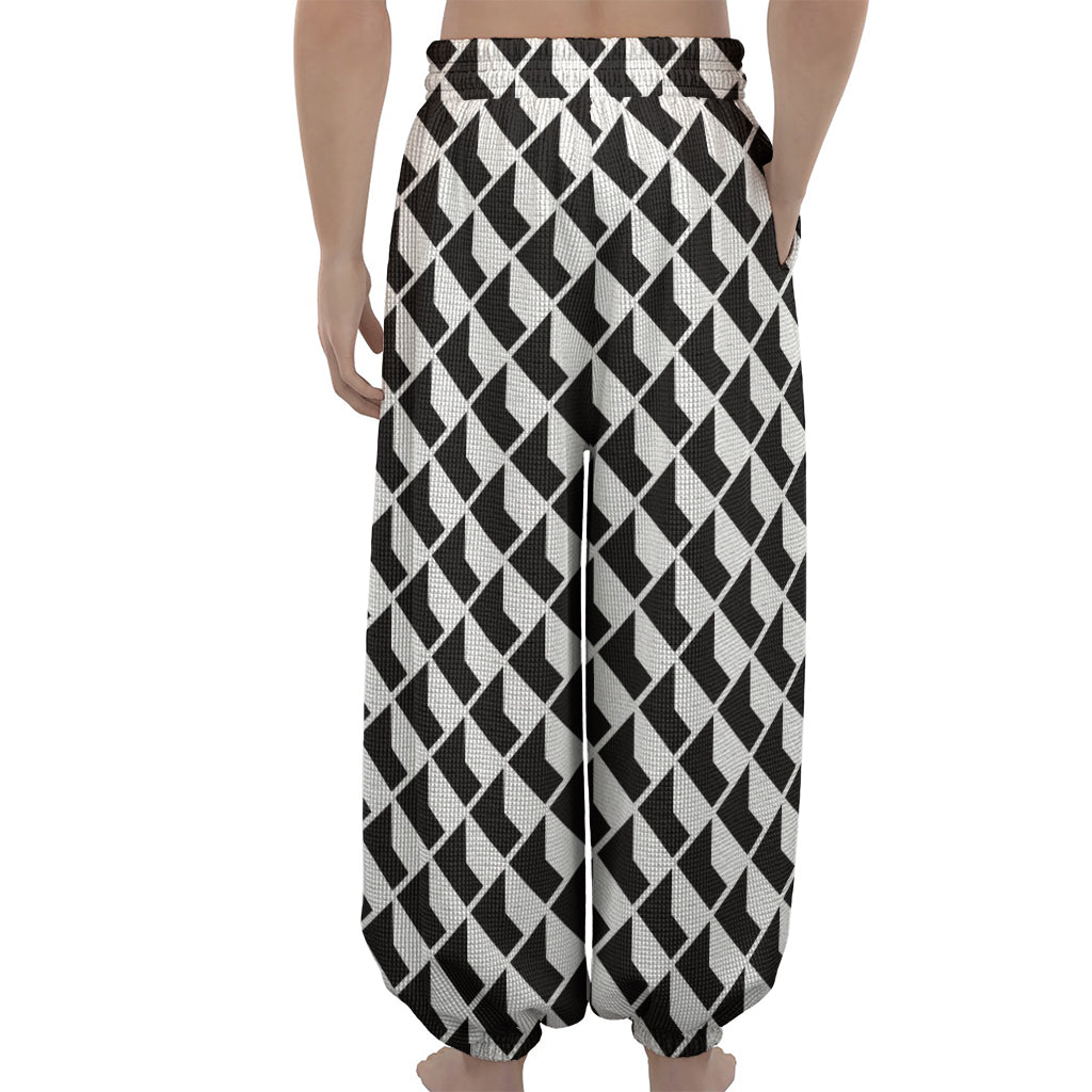 Isometric Geometric Pattern Print Lantern Pants