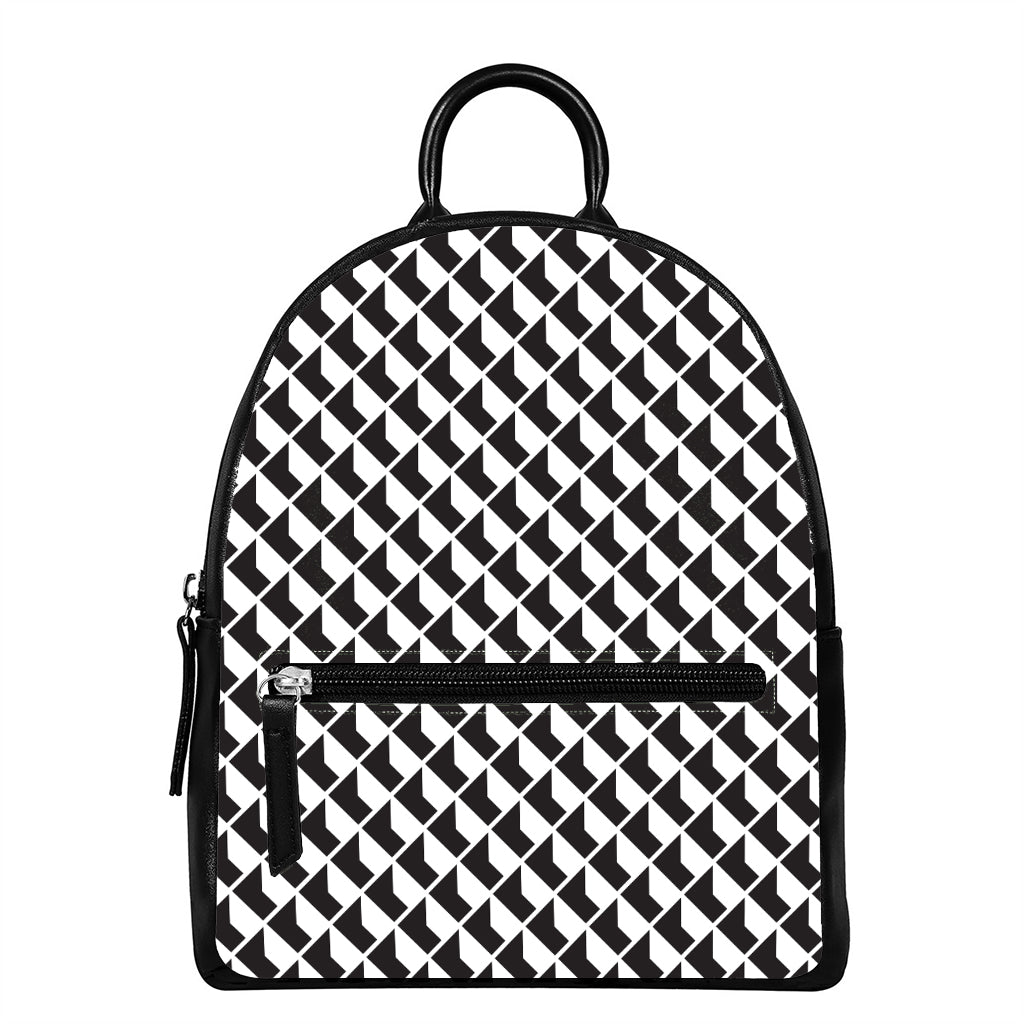 Isometric Geometric Pattern Print Leather Backpack