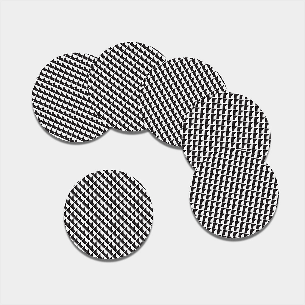 Isometric Geometric Pattern Print Leather Coaster Set