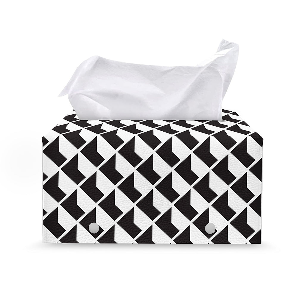 Isometric Geometric Pattern Print Leather Tissue Box Cover