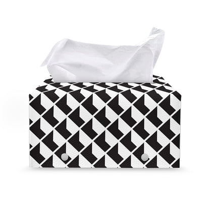 Isometric Geometric Pattern Print Leather Tissue Box Cover