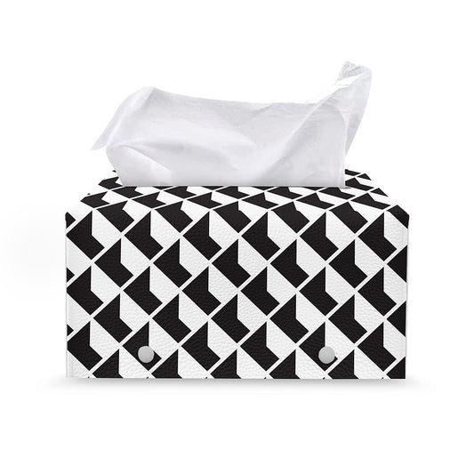 Isometric Geometric Pattern Print Leather Tissue Box Cover