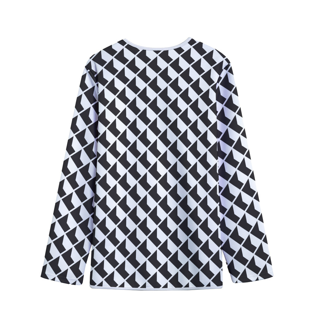 Isometric Geometric Pattern Print Long Sleeve Short Coat