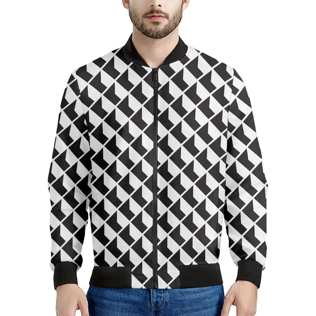Isometric Geometric Pattern Print Men's Bomber Jacket