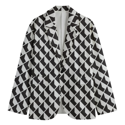 Isometric Geometric Pattern Print Men's Cotton Blazer