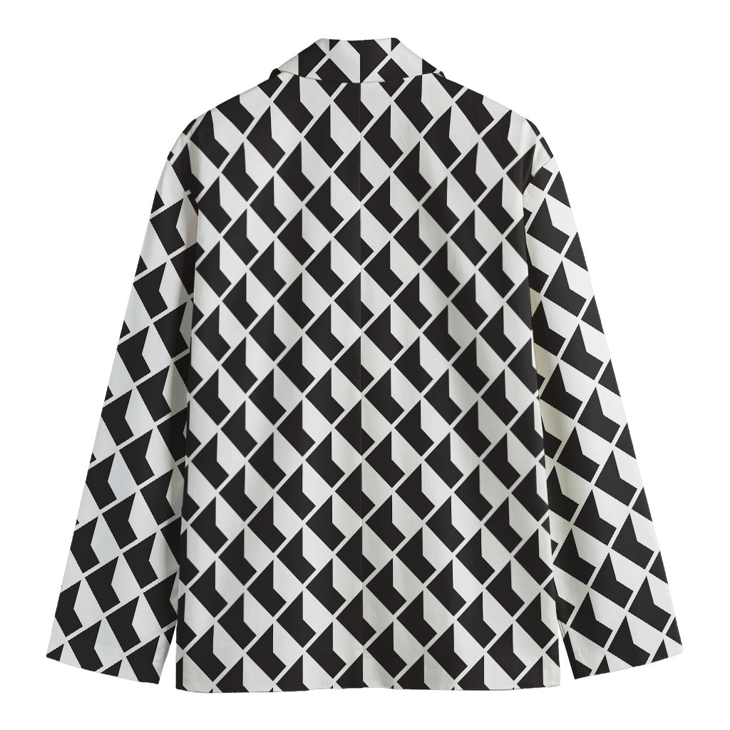Isometric Geometric Pattern Print Men's Cotton Blazer