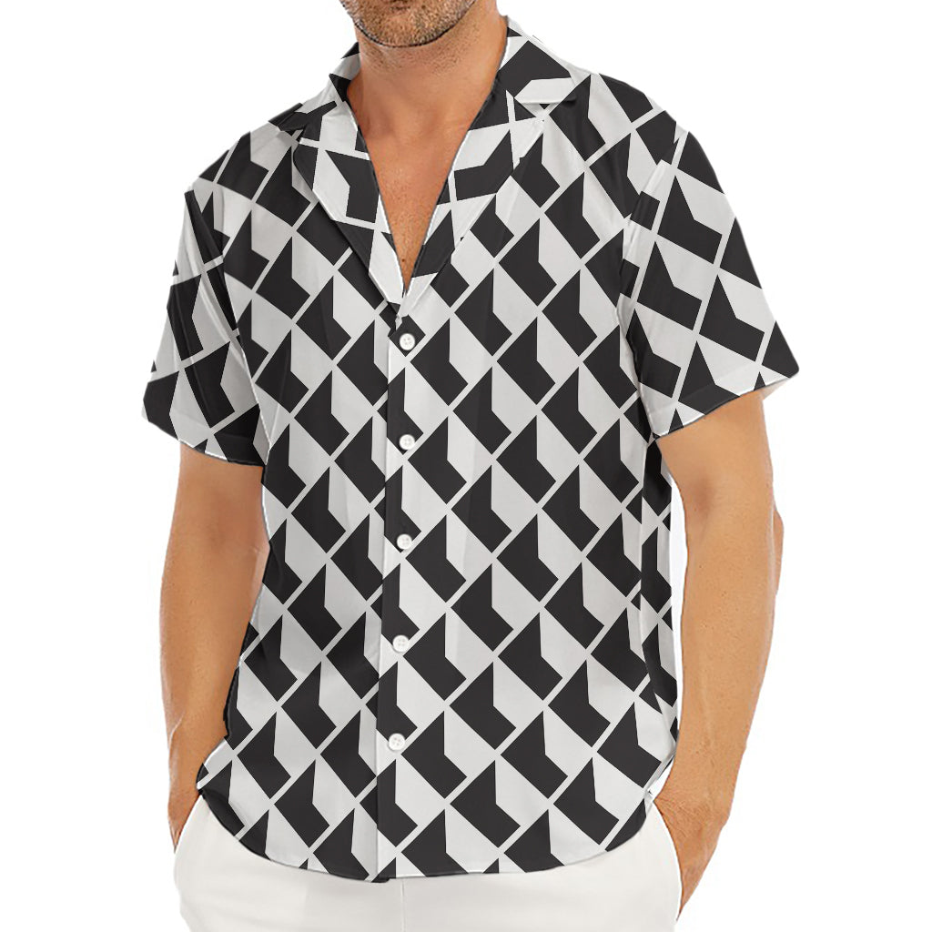 Isometric Geometric Pattern Print Men's Deep V-Neck Shirt