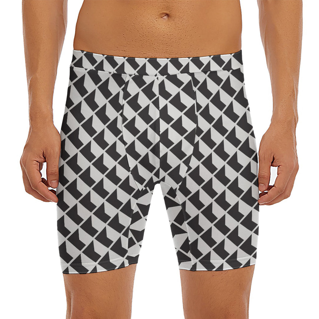 Isometric Geometric Pattern Print Men's Long Boxer Briefs