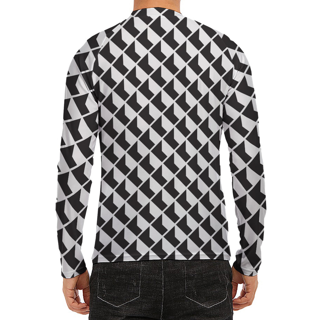 Isometric Geometric Pattern Print Men's Long Sleeve Rash Guard