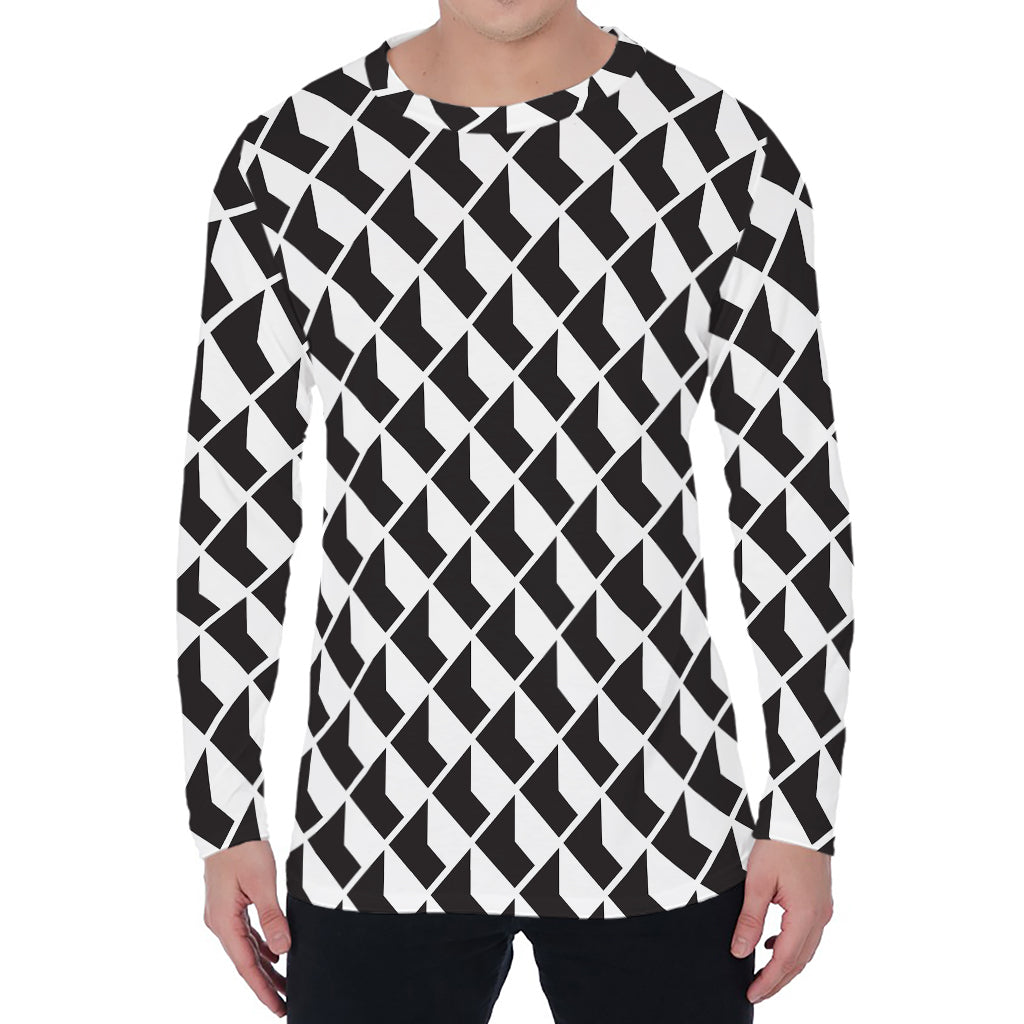 Isometric Geometric Pattern Print Men's Long Sleeve T-Shirt