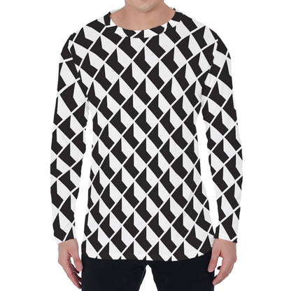 Isometric Geometric Pattern Print Men's Long Sleeve T-Shirt