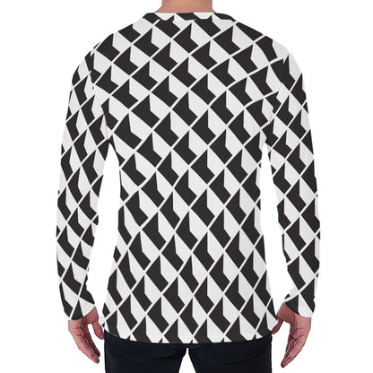 Isometric Geometric Pattern Print Men's Long Sleeve T-Shirt