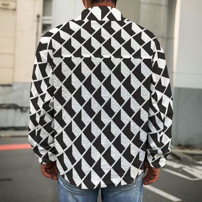 Isometric Geometric Pattern Print Men's Shirt Jacket