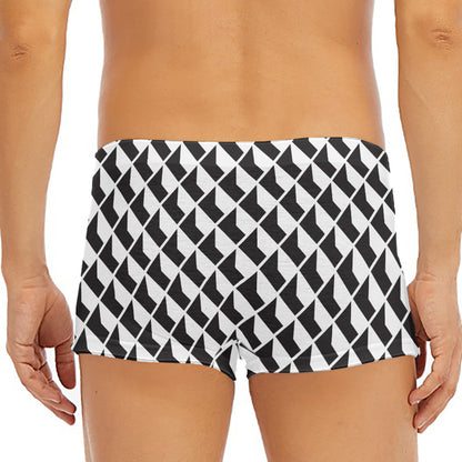 Isometric Geometric Pattern Print Men's Short Boxer Briefs