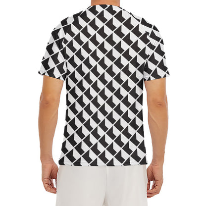 Isometric Geometric Pattern Print Men's Short Sleeve Rash Guard