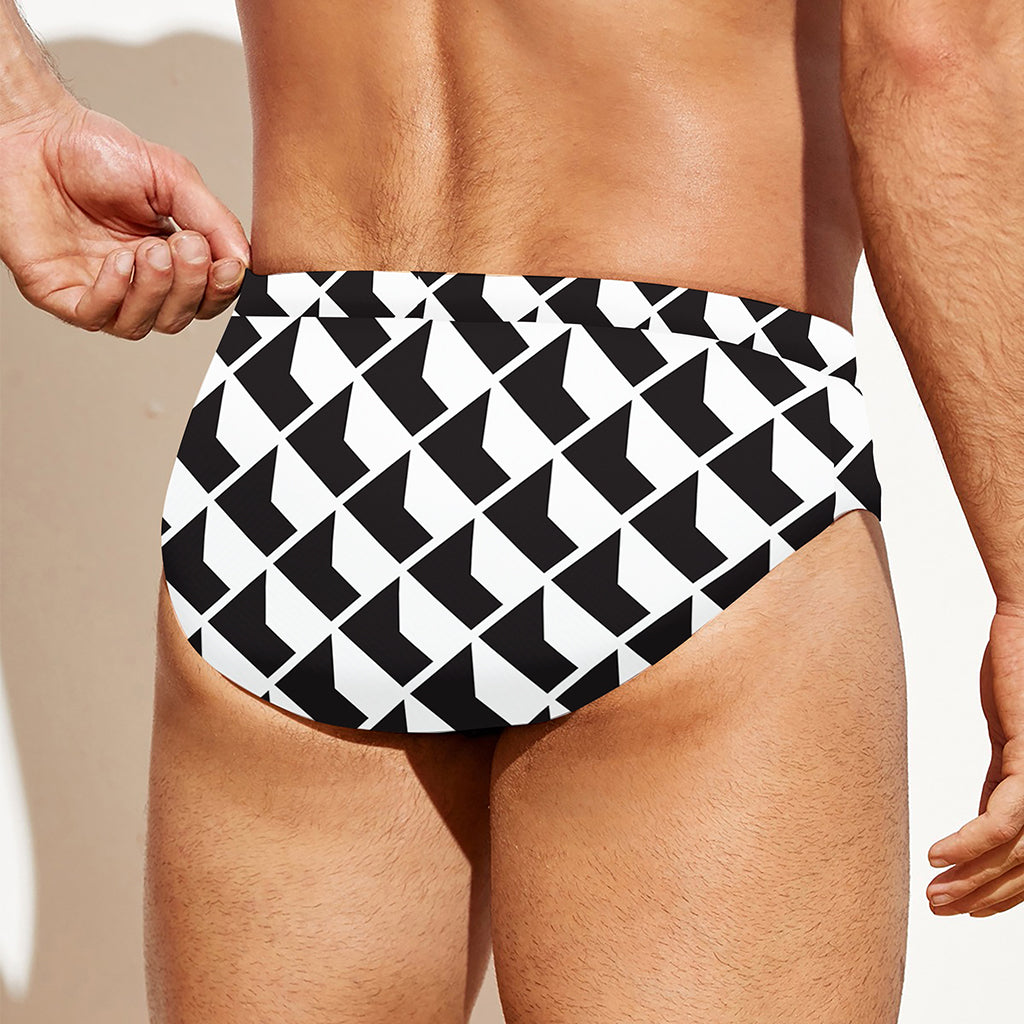 Isometric Geometric Pattern Print Men's Swim Briefs