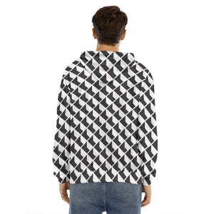 Isometric Geometric Pattern Print Men's Velvet Pullover Hoodie