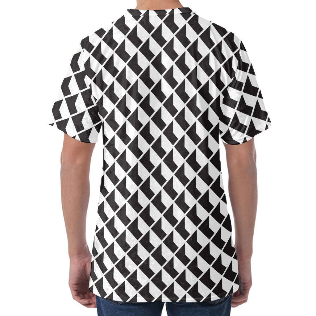 Isometric Geometric Pattern Print Men's Velvet T-Shirt